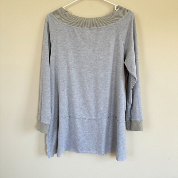 Umgee Off the Shoulder Tunic Womens SMALL Long Sleeve High Low Hem Shirt Gray - Picture 6 of 7